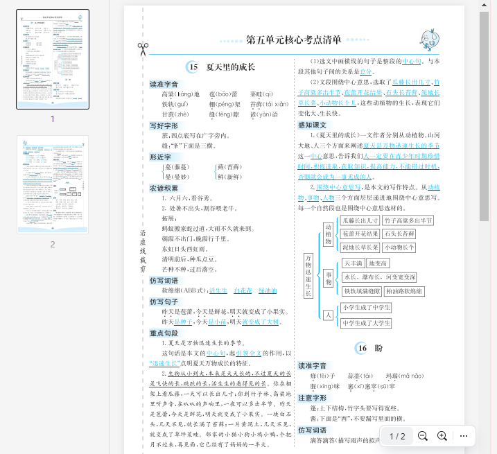 六上语文第五单元核心考点清单 第1张 六上语文第五单元核心考点清单 第1张